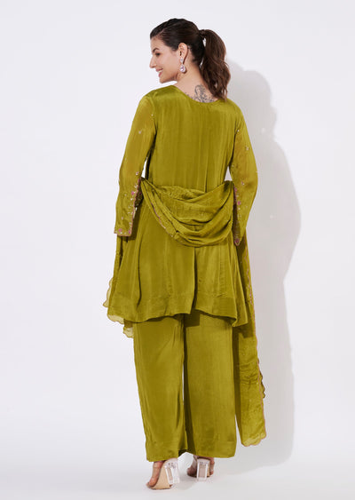 Light Green Tissue Short Kurti Set