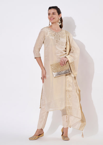 Cream Tissue Straight cut suit