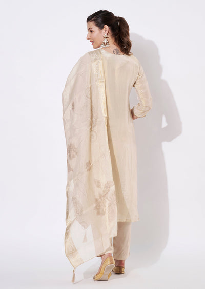 Cream Tissue Straight cut suit