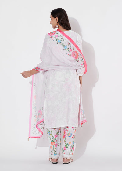 Beige Linen Cotton Straight cut suit