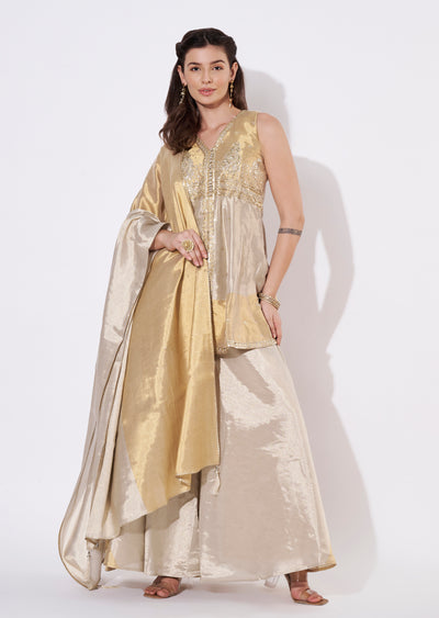 Two toned gold tissue Sharara Set
