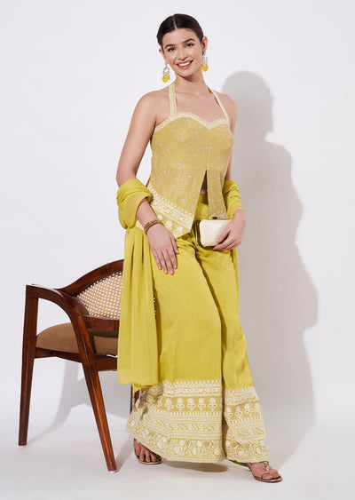 Light Green Silk Sharara Set