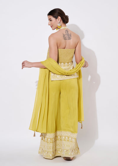 Light Green Silk Sharara Set