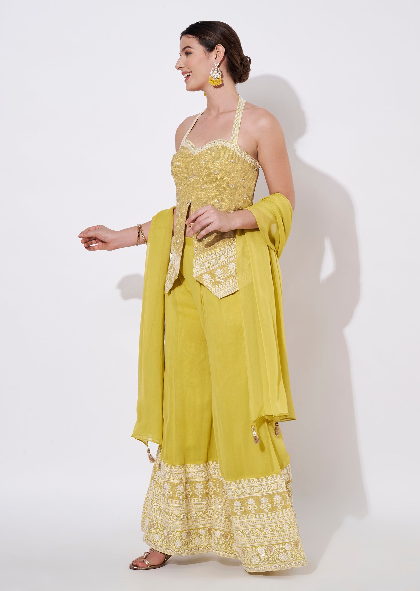 Light Green Silk Sharara Set