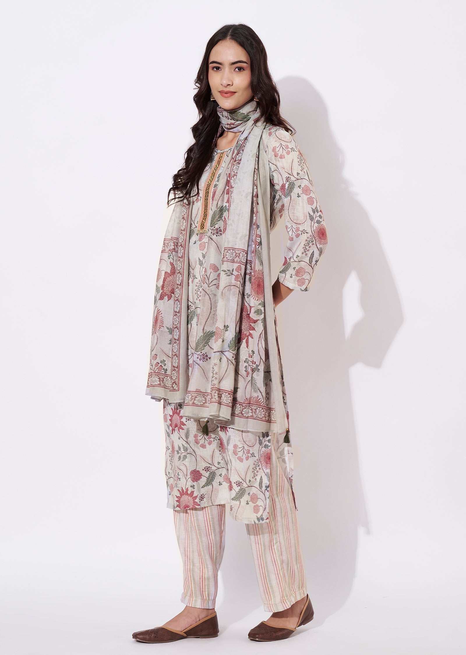 Pista Green Linen Cotton Straight cut suit