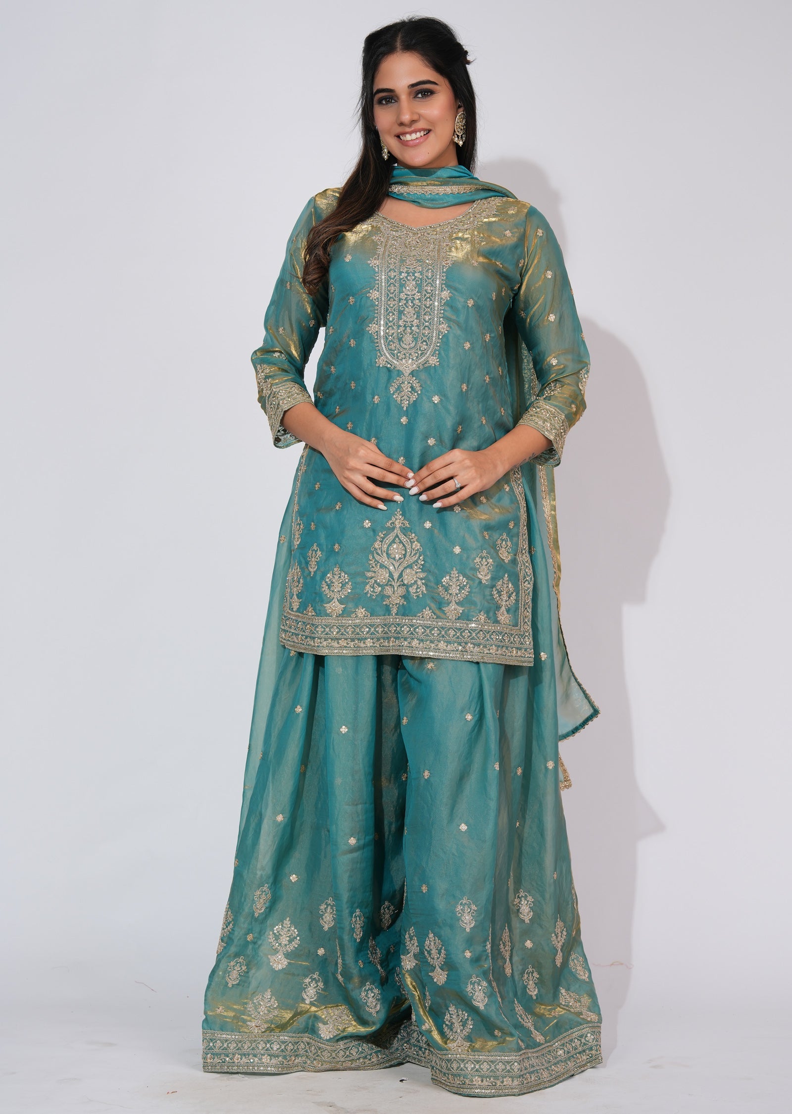 Dusty Blue Sharara Set