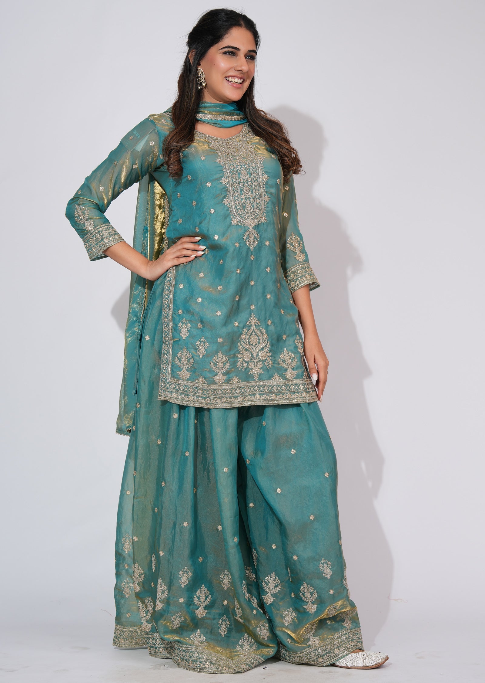 Dusty Blue Sharara Set