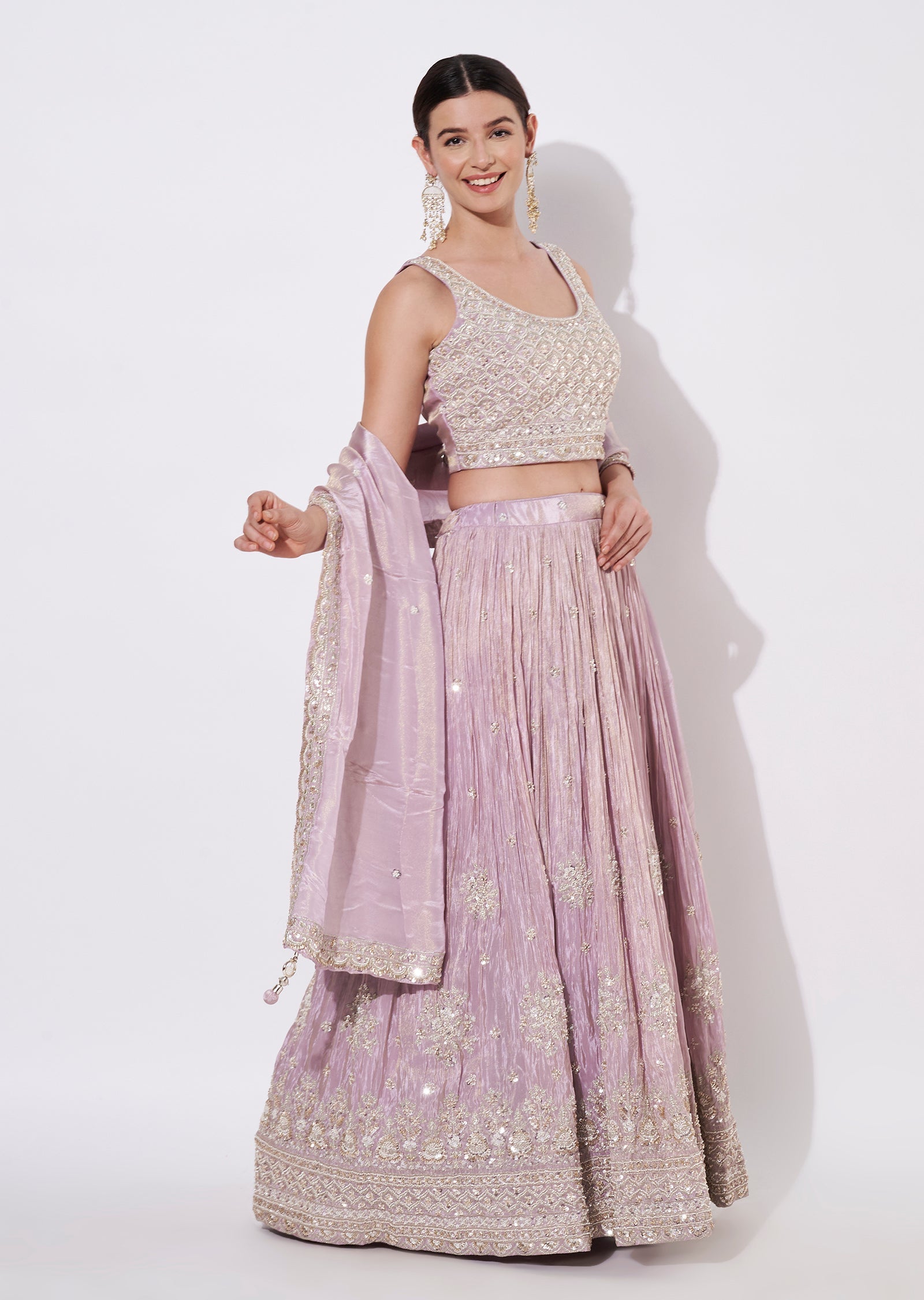 Lavender Tissue Lehenga Set