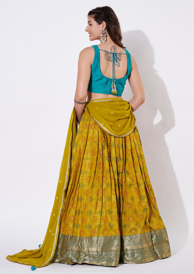 Mustard Silk Lehenga Set