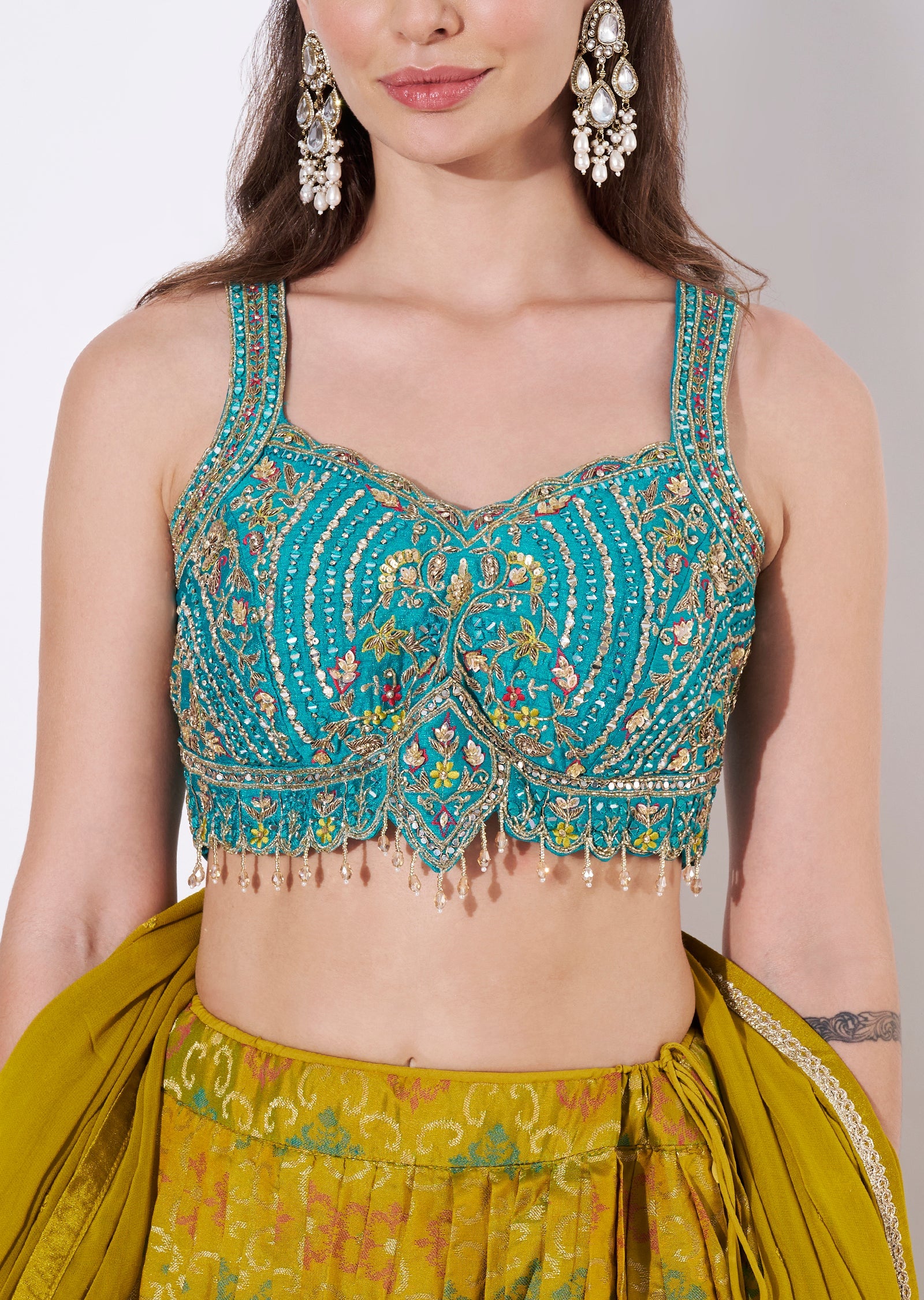 Mustard Silk Lehenga Set