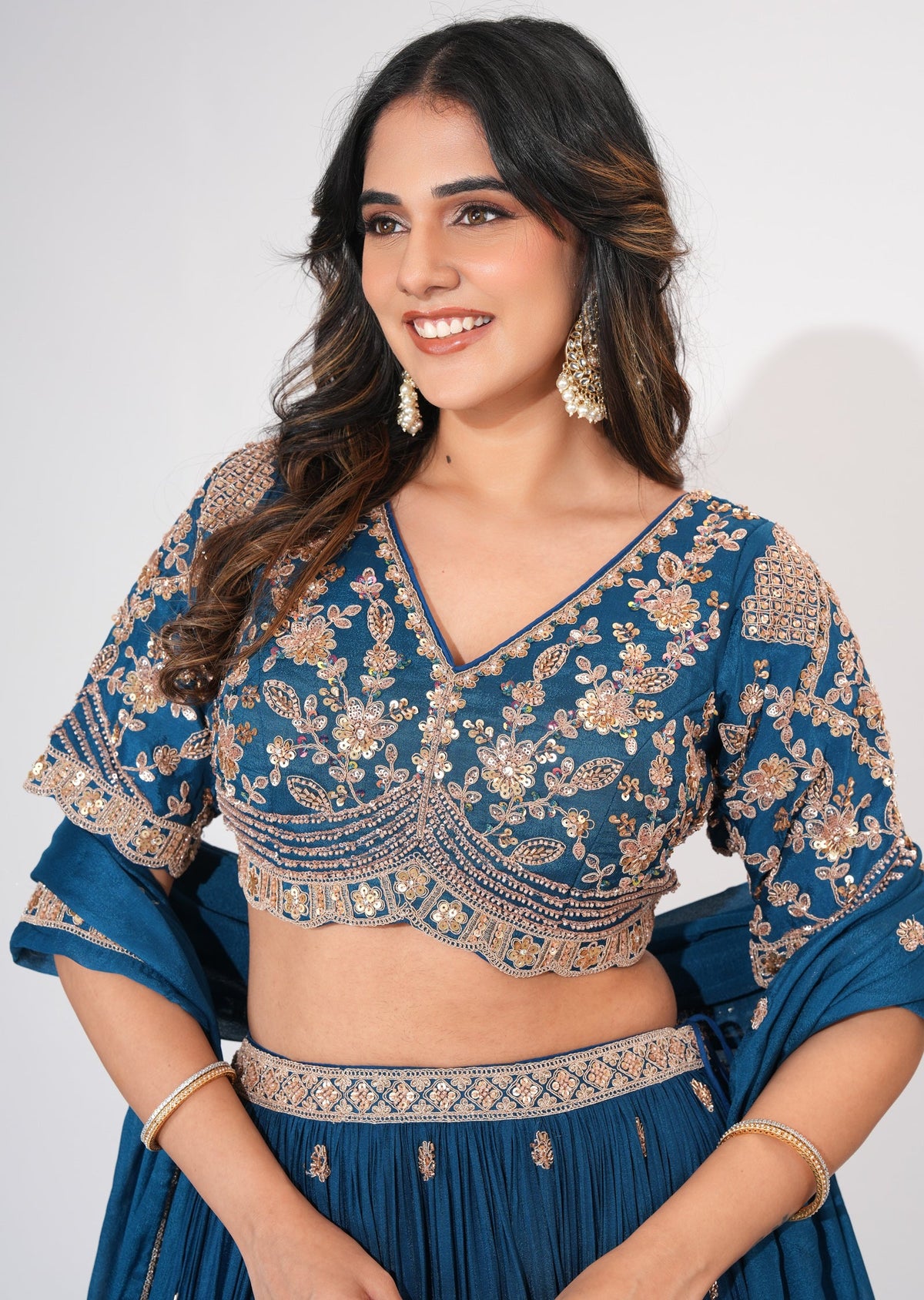 Teal Blue Tissue Crop top Set