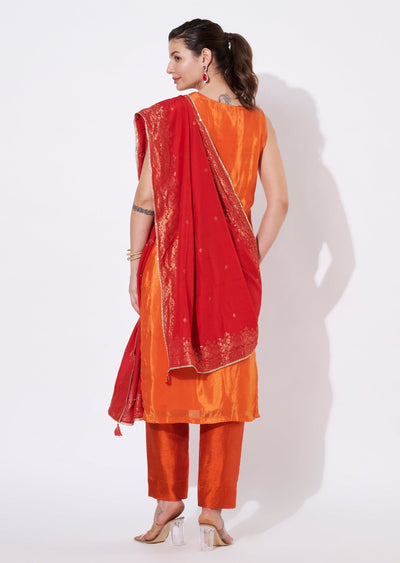 Orange Chinnon Straight cut suit