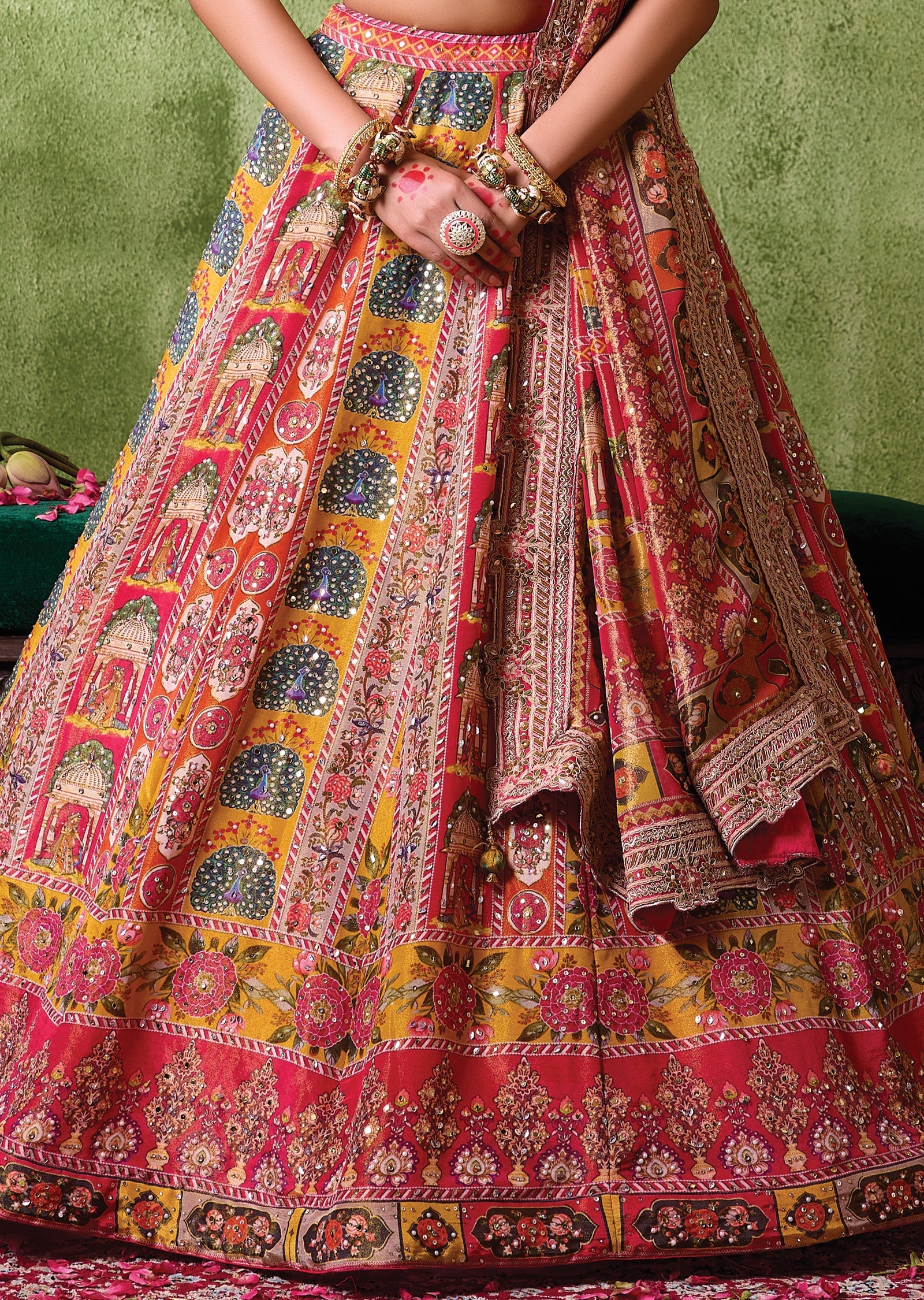 Mustard Tissue Lehenga Set
