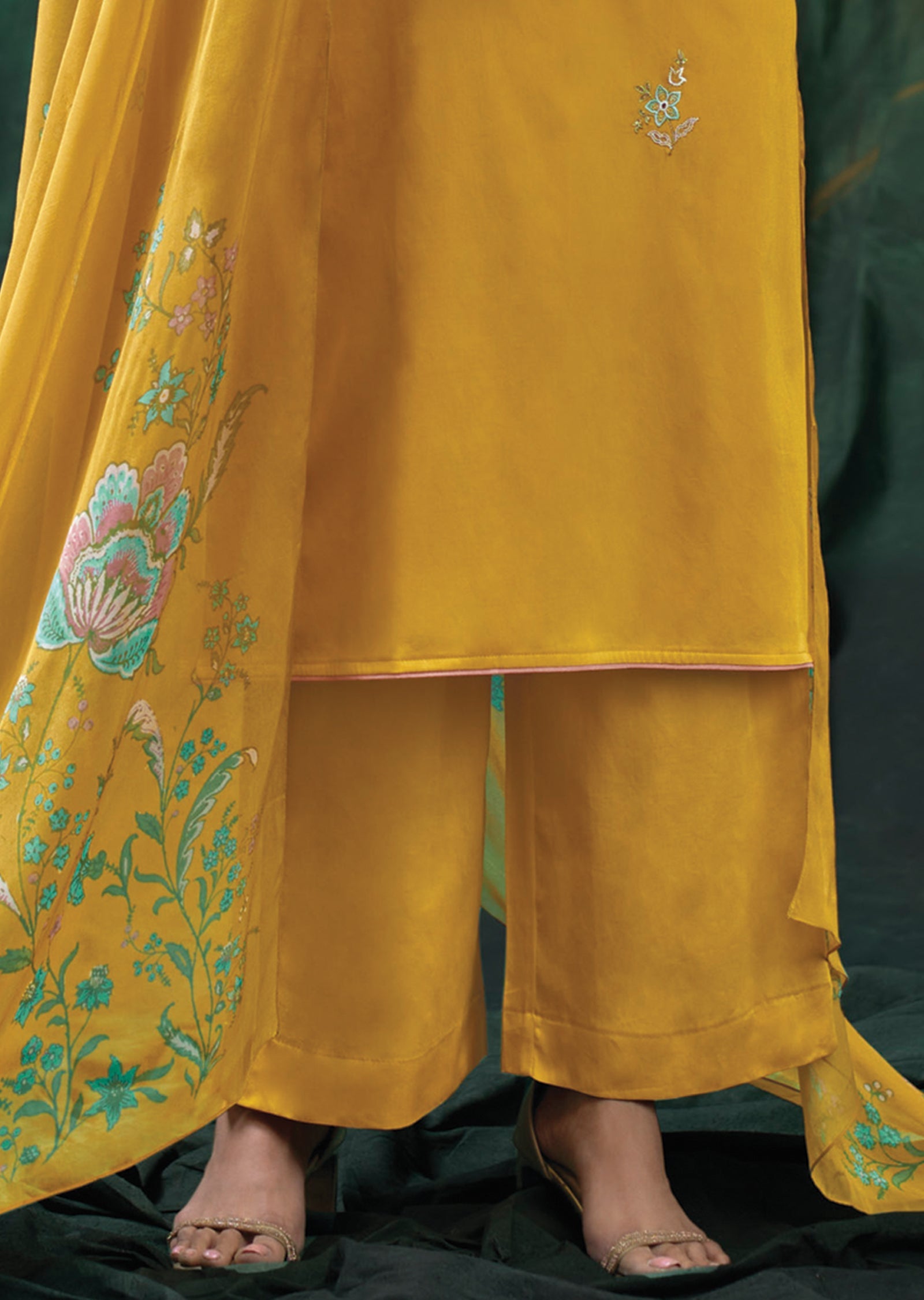 Mustard Cotton Straight cut suit