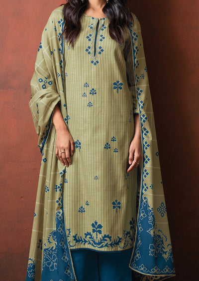 Green Cotton Straight cut suit