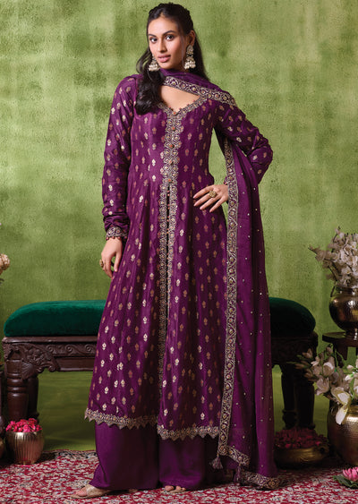 Wine Silk Anarkali Suit
