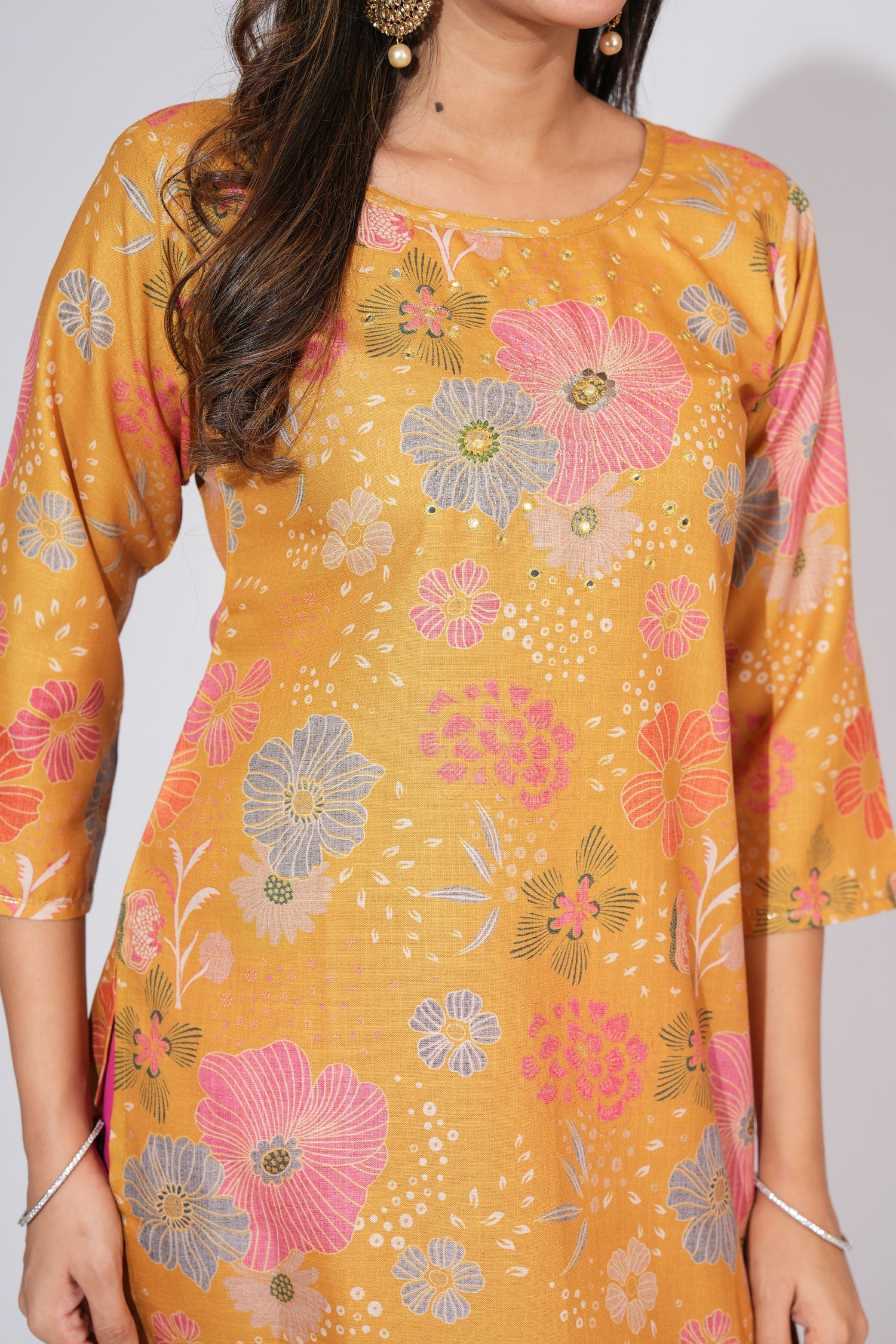 Mustard Gold Straight cut kurti