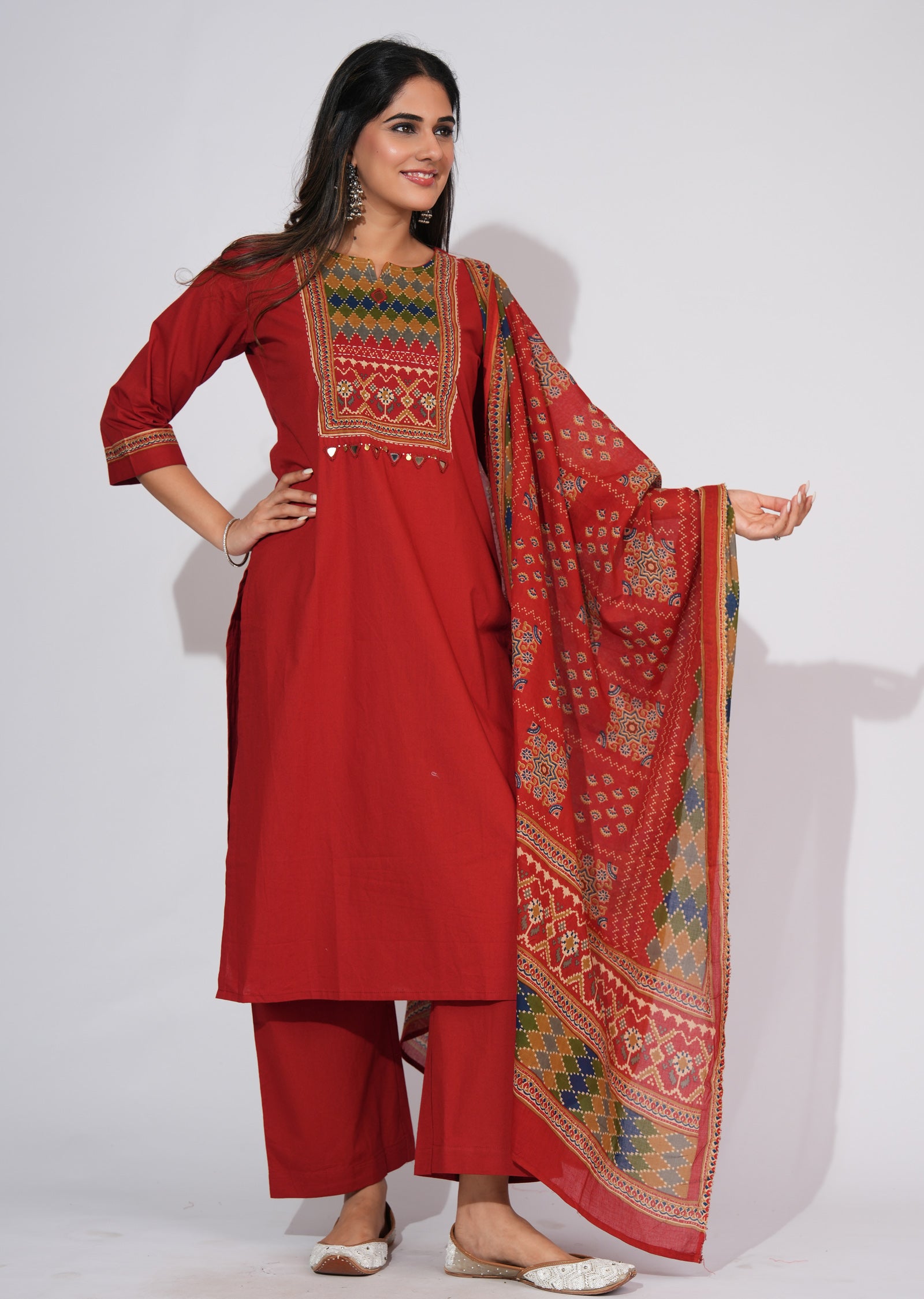 Dark Rust Cotton Straight cut suit