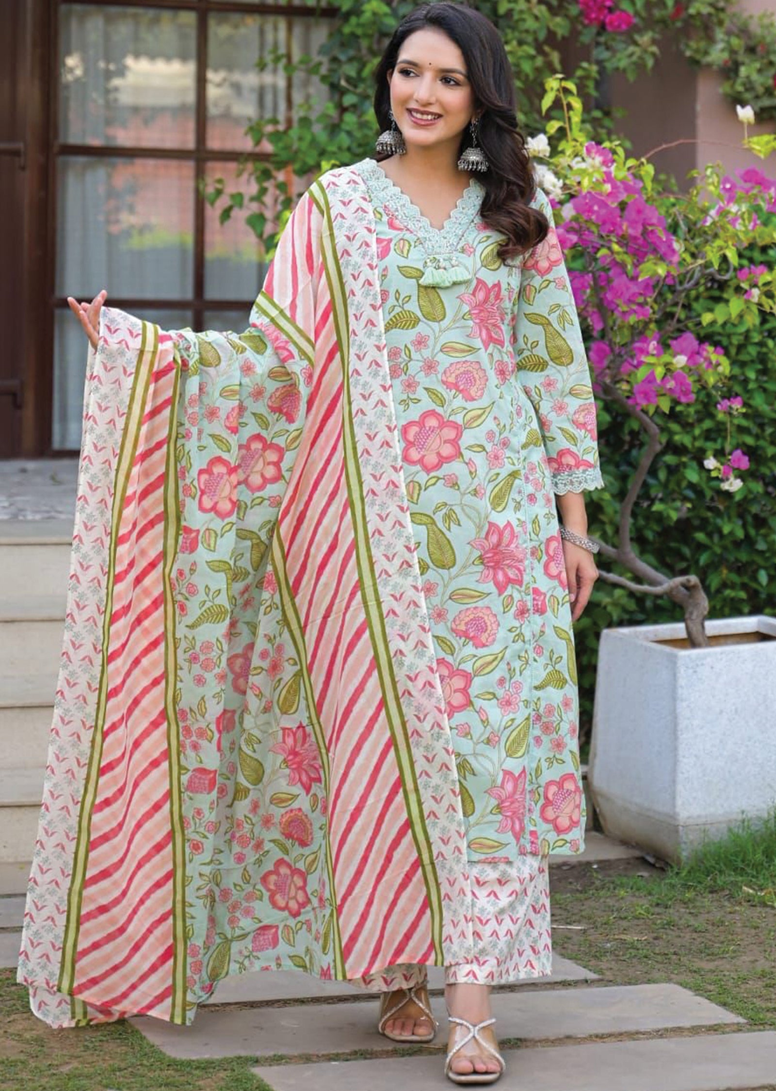 Dusty Green Cotton Straight cut suit