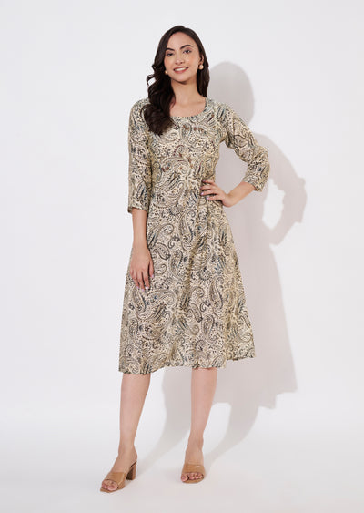 Beige Muslin Frock kurti