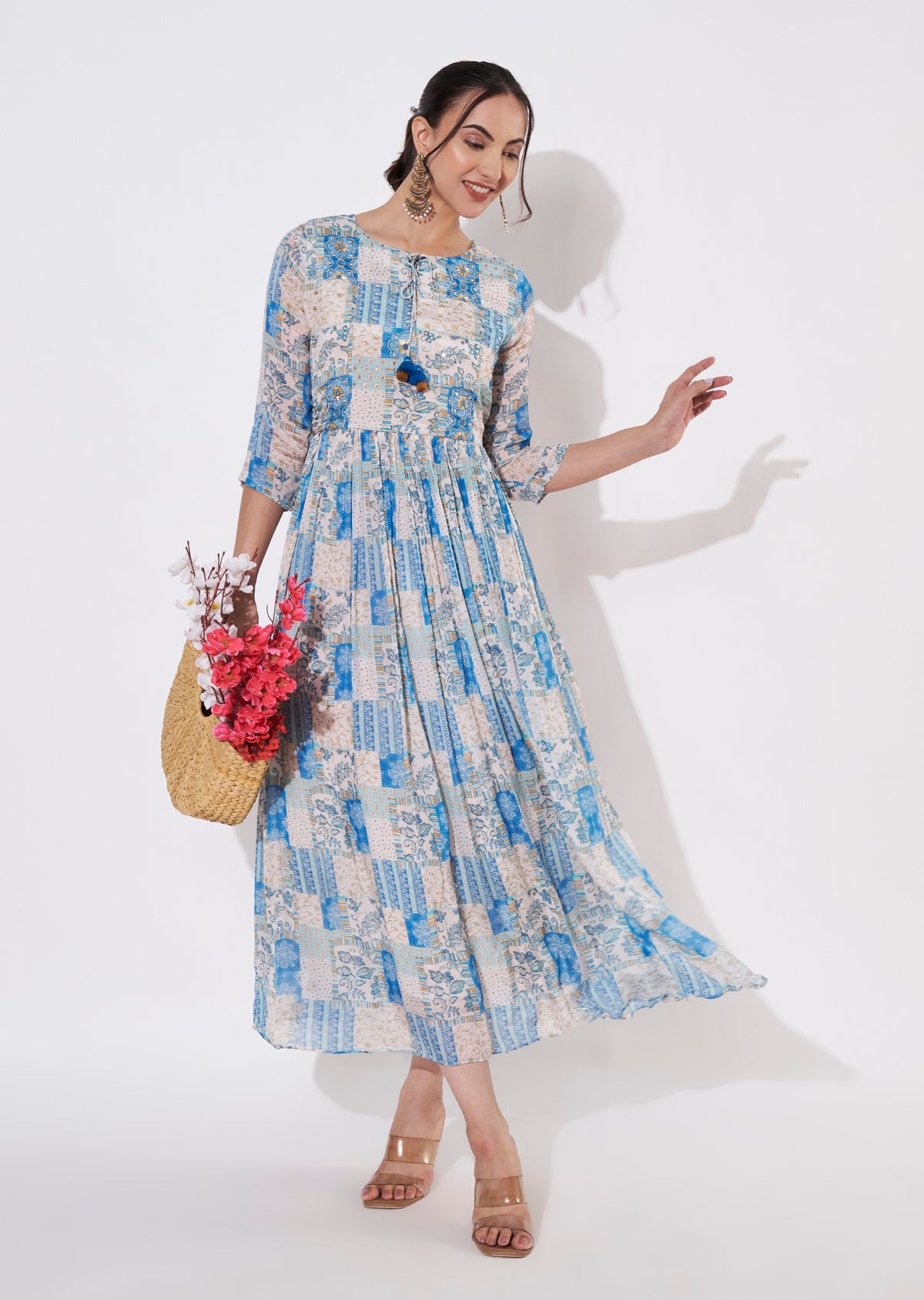 Light Blue Chinnon Long kurti