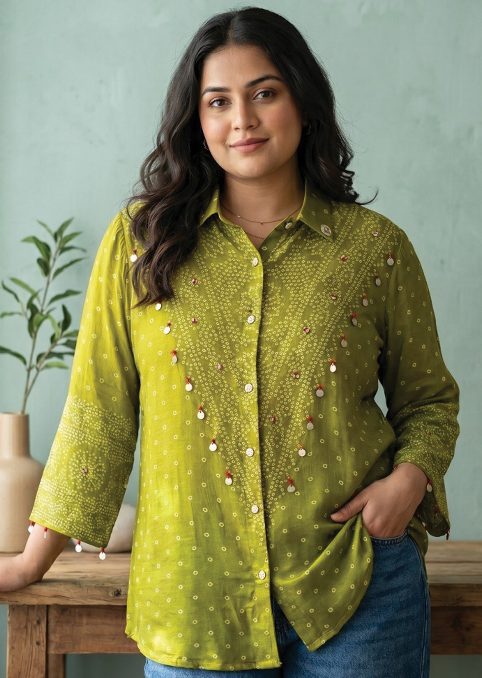 Mehndi Green Muslin Short kurti