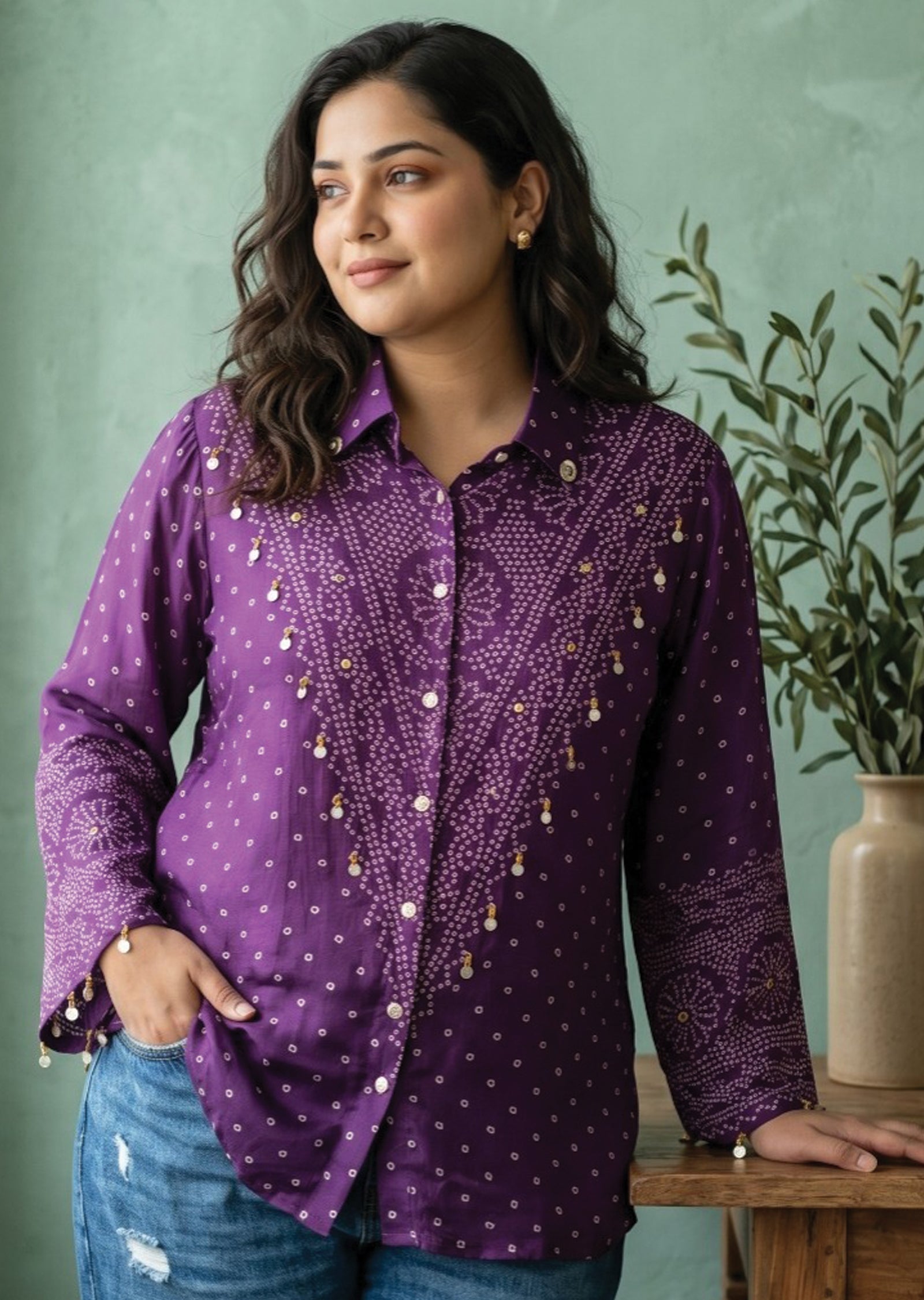 Purple Muslin Short kurti