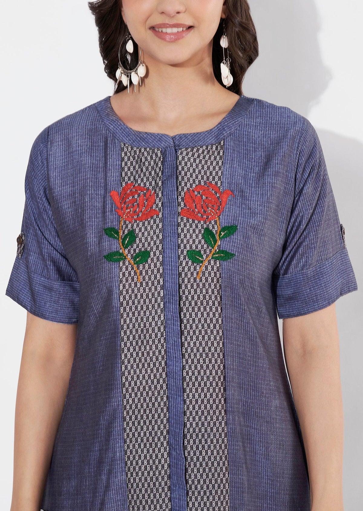 Grey Gold Straight cut Kurti set