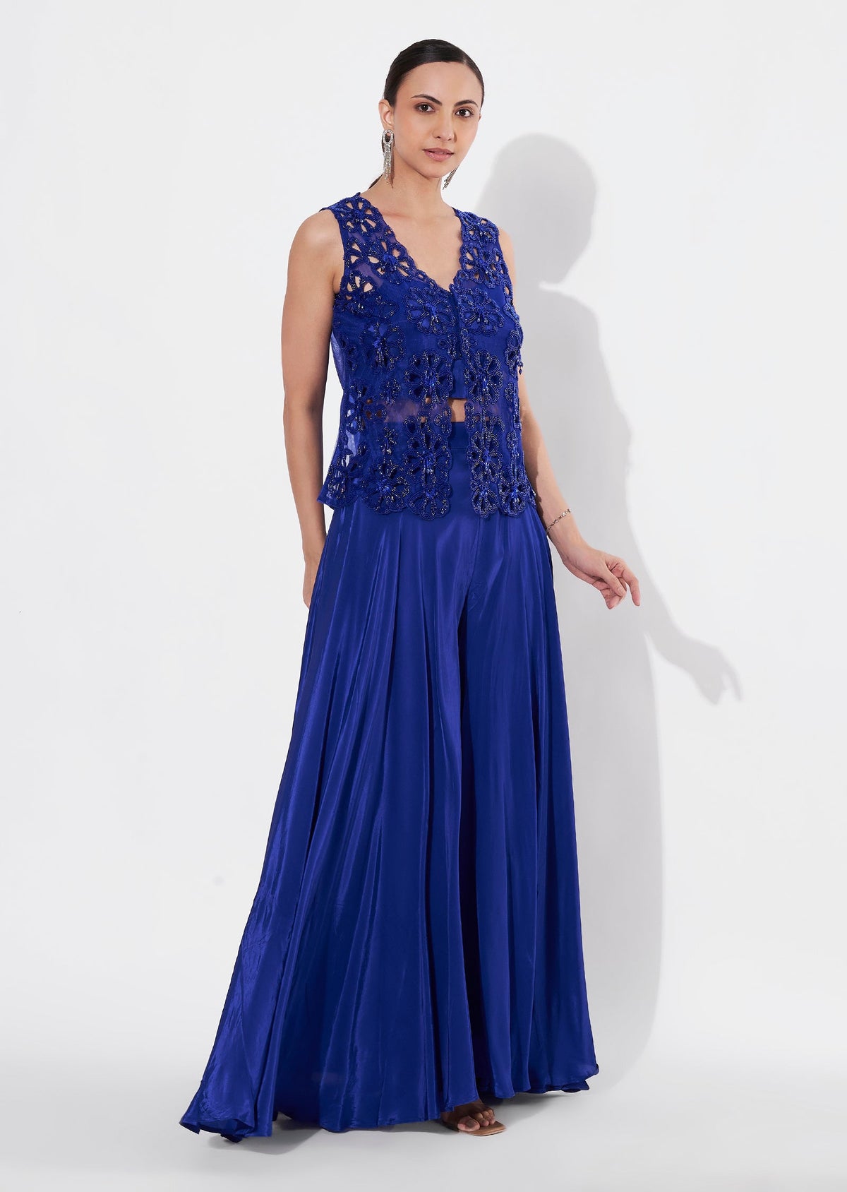 Blue Net Peplum Set
