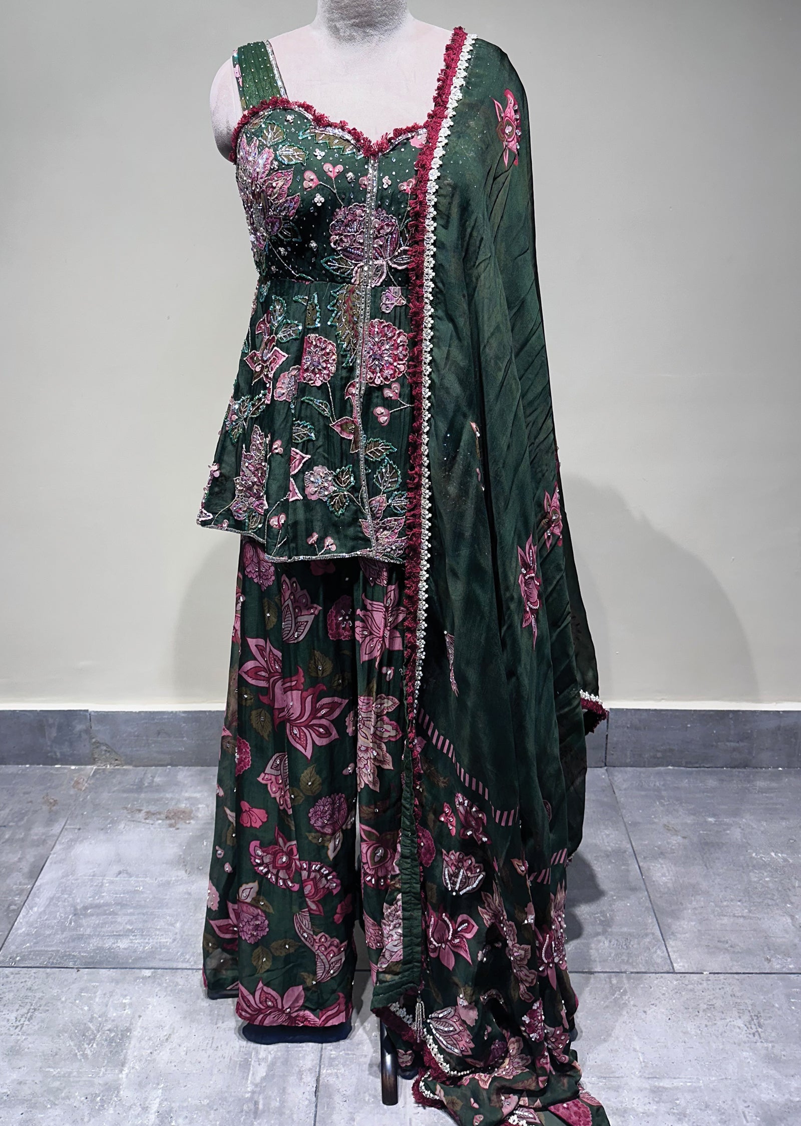 Mehndi Green Georgette Sharara Set