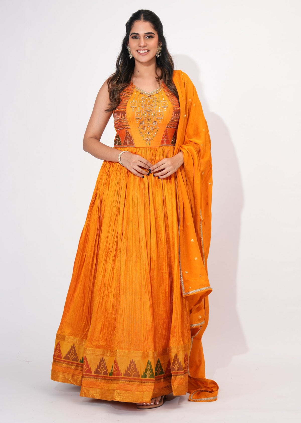 Orange Silk Anarkali Suit