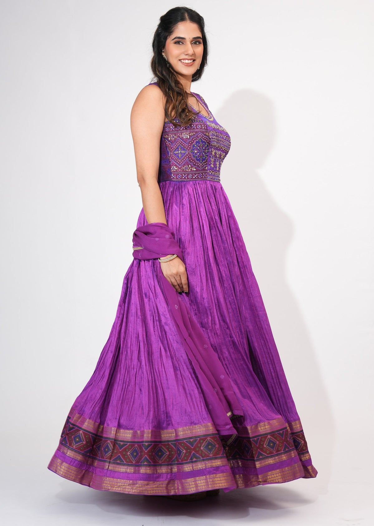Purple Silk Anarkali Suit