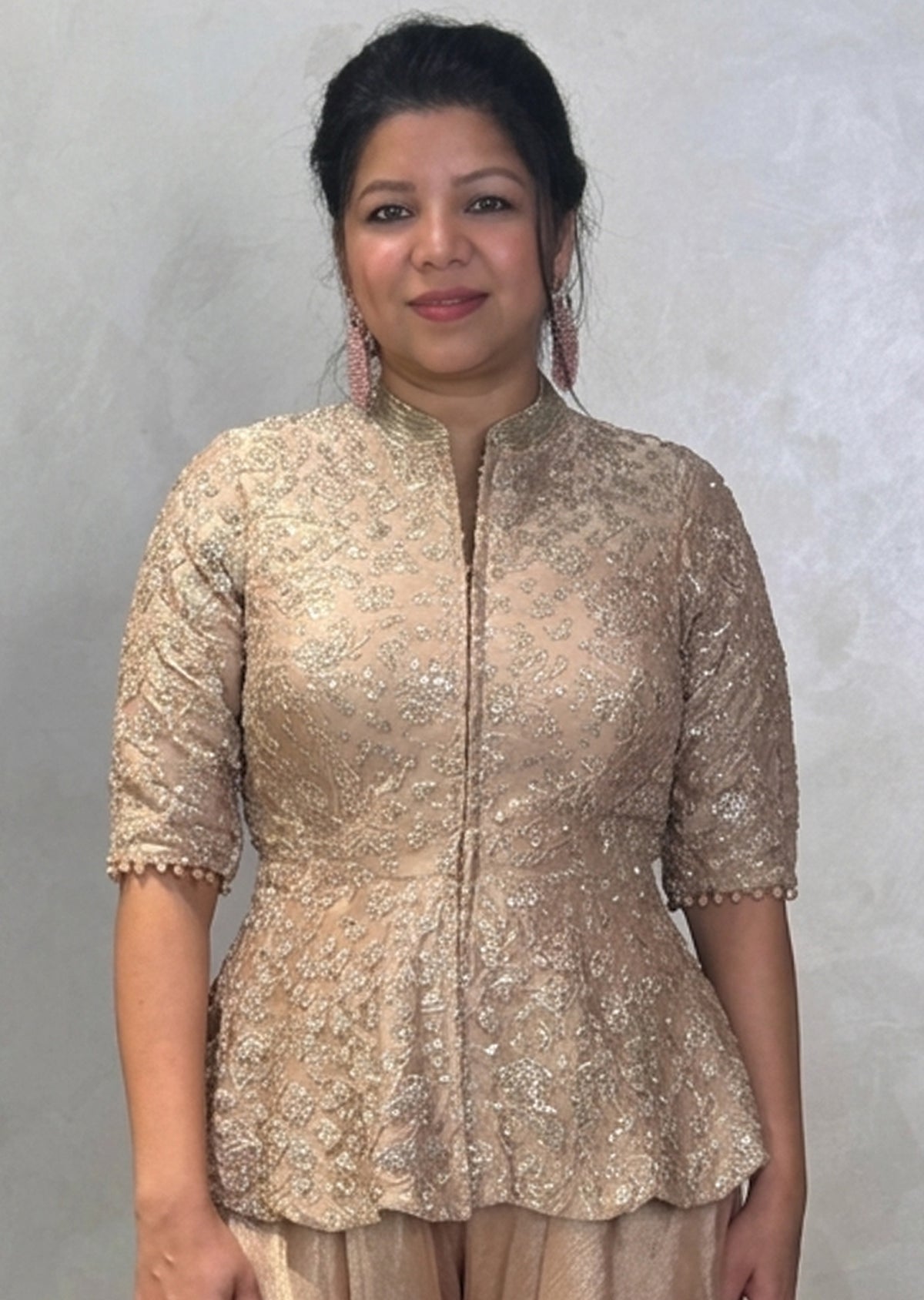 Light Peach Tissue Sharara Set.