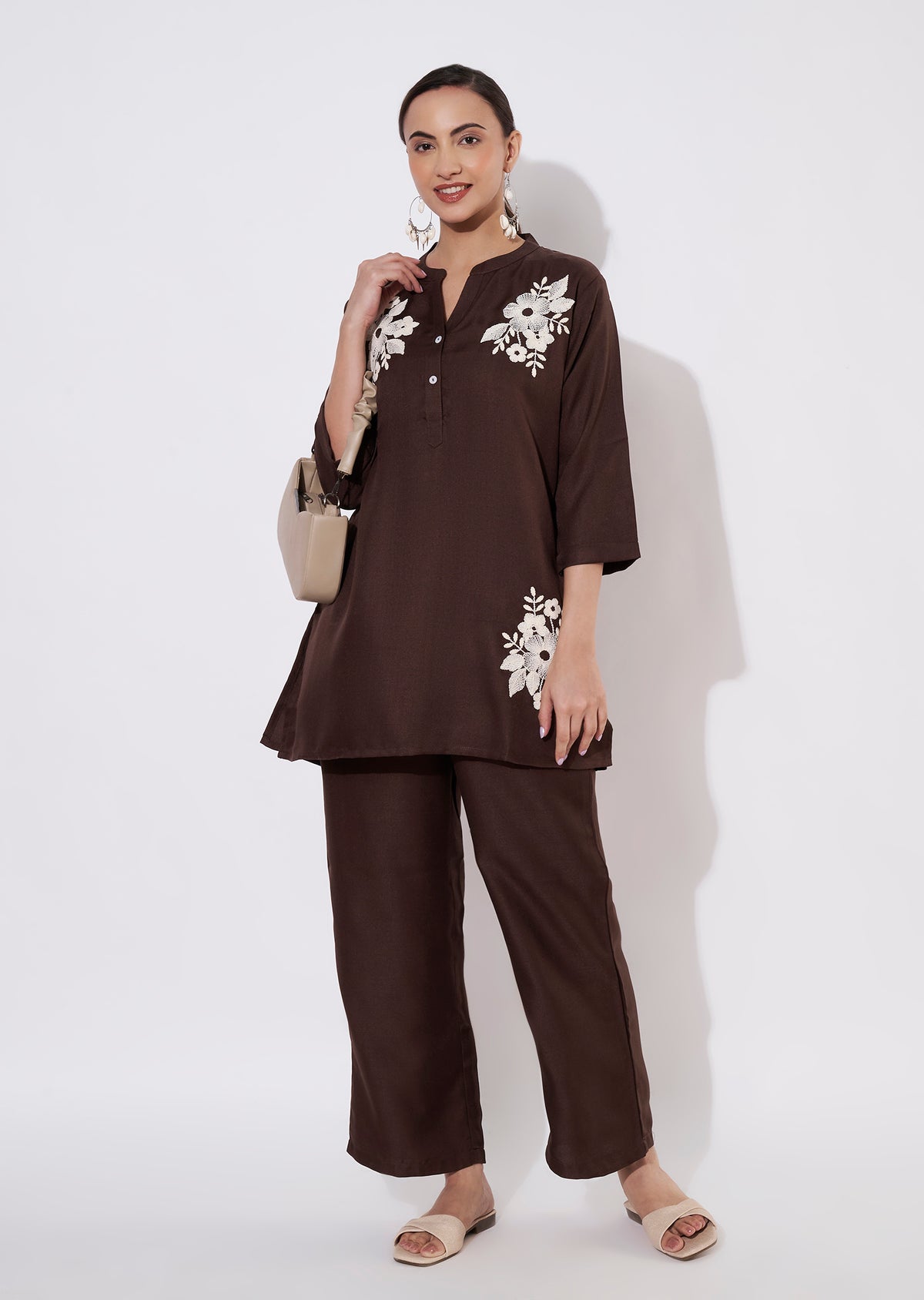Brown Polynesian Short Kurti set