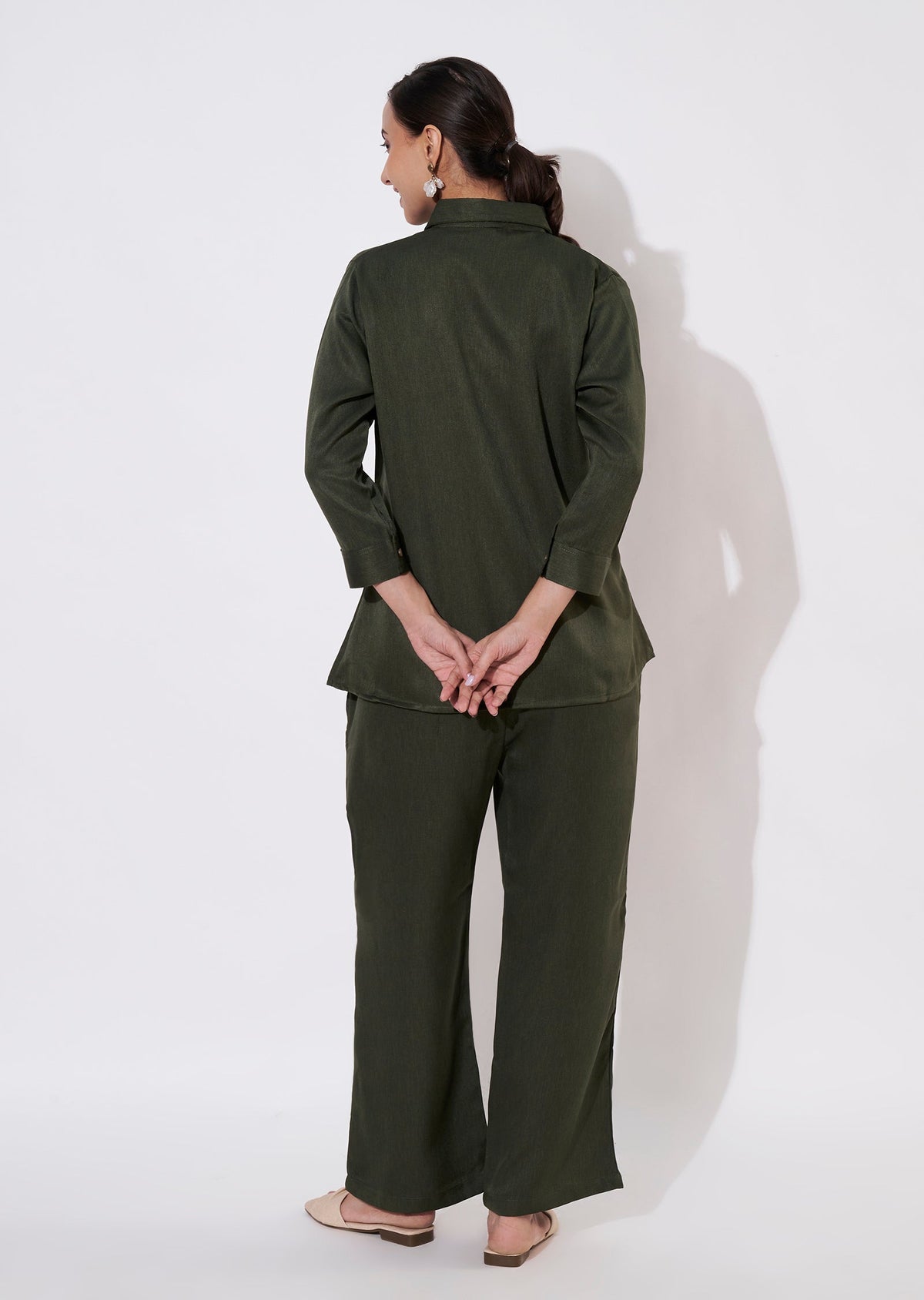 Olive Green Polynesian Shirt Set