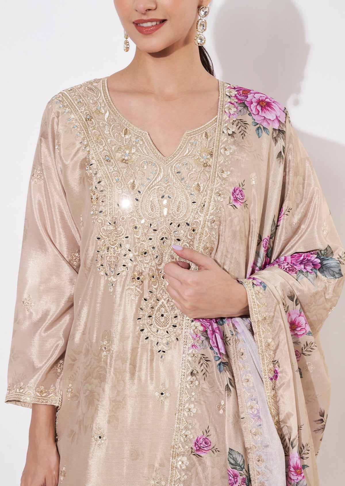 Dark Beige Chinnon Straight cut suit