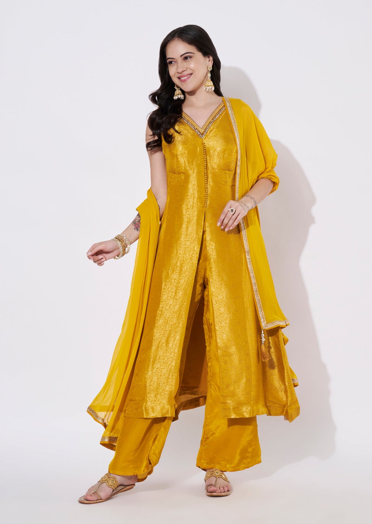 Mustard Silk Anarkali Suit