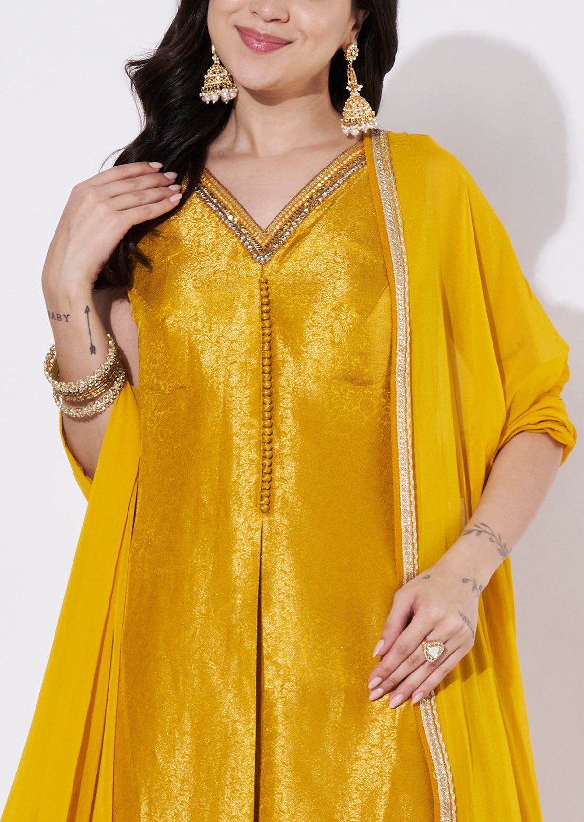Mustard Silk Anarkali Suit
