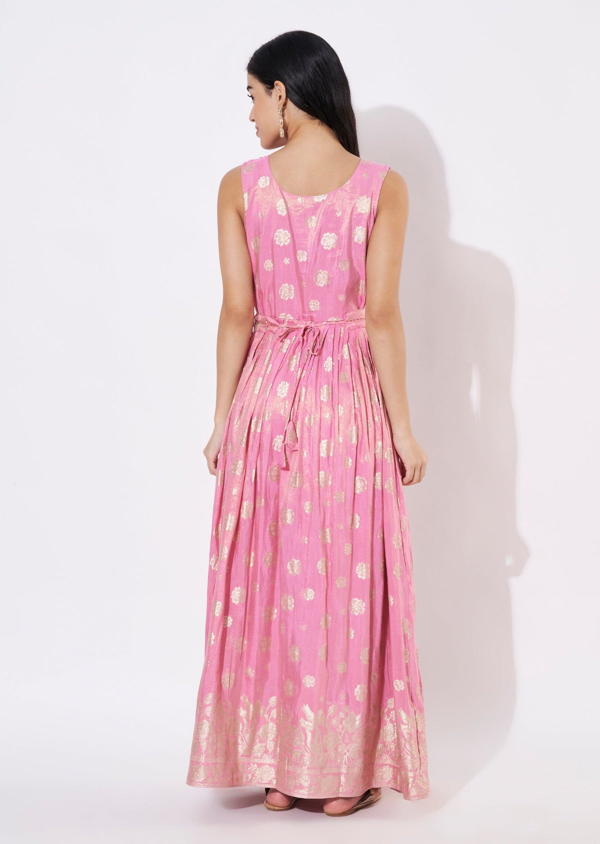 Pink Tissue Long Kurti