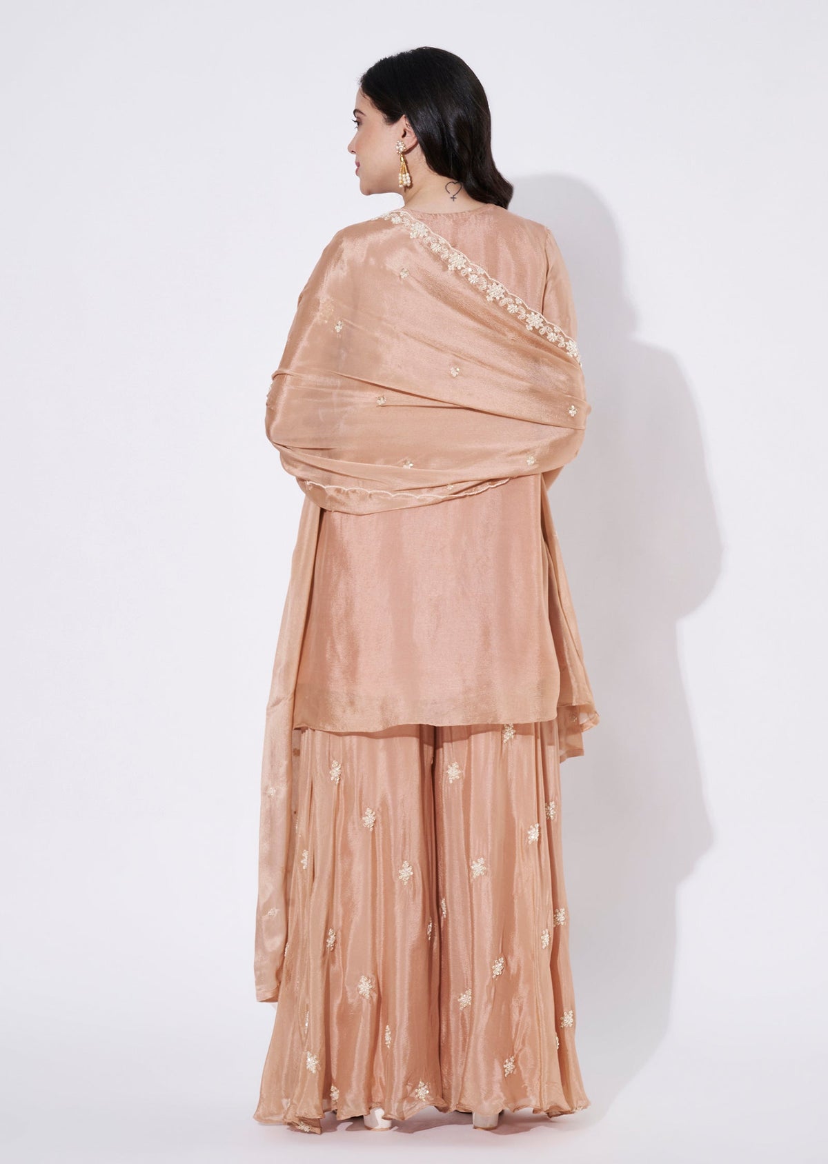 Peach Silk Sharara Set