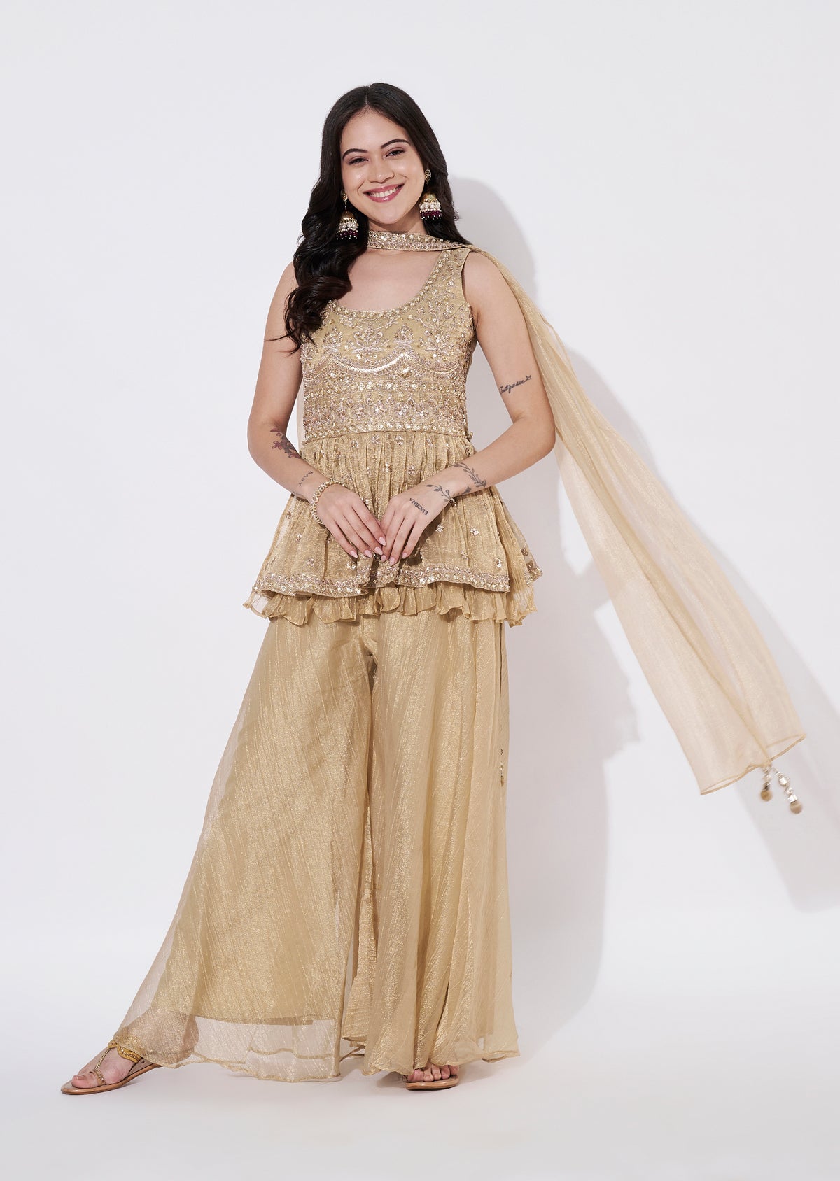 Beige Salsa Sharara Set
