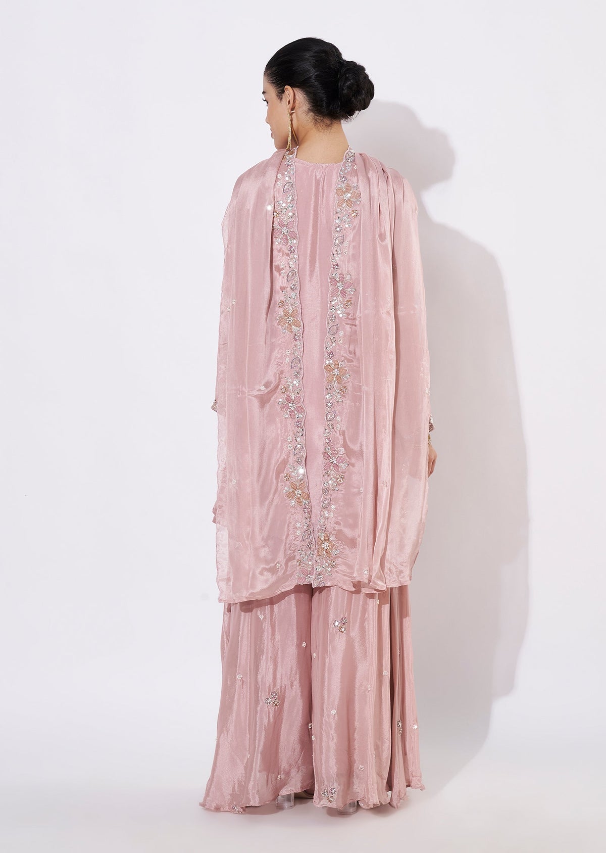 Onion Pink Chinnon Sharara Set