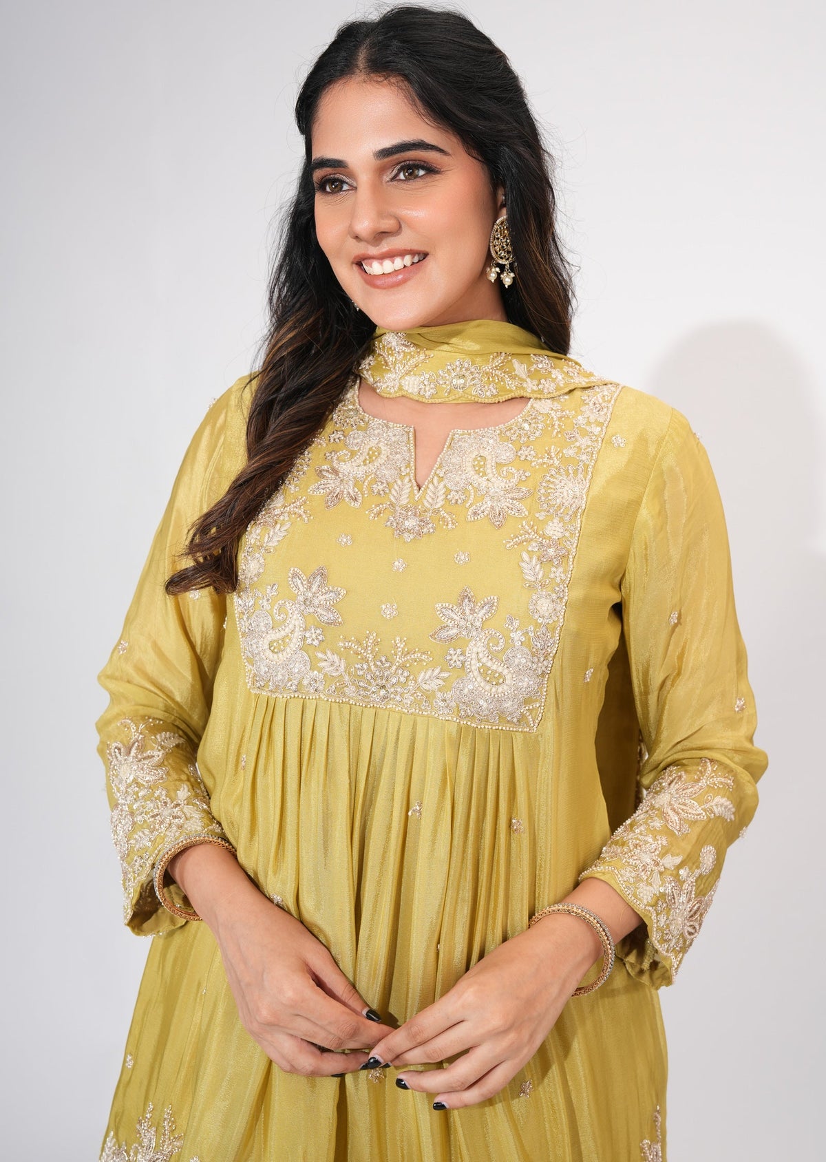 Light Green Chinnon Sharara Set