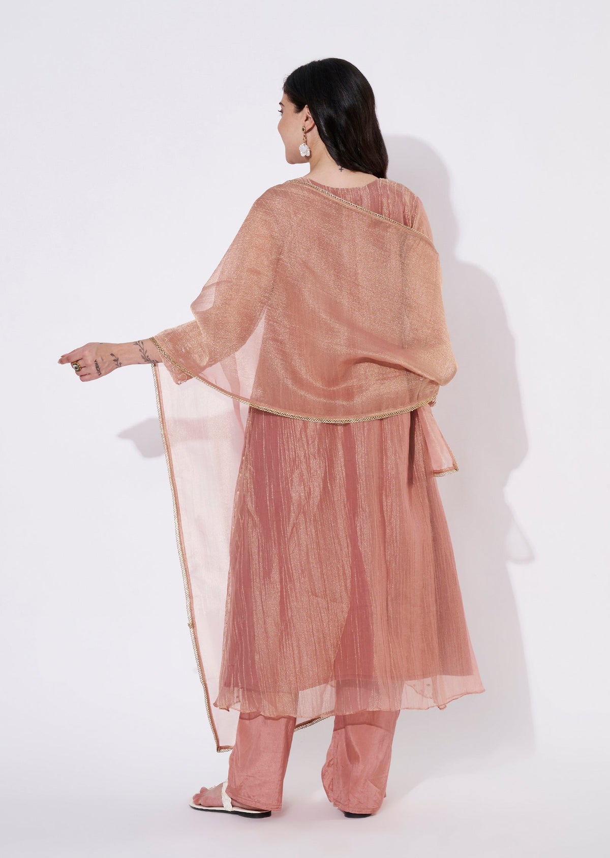 Peach Salsa Anarkali Suit
