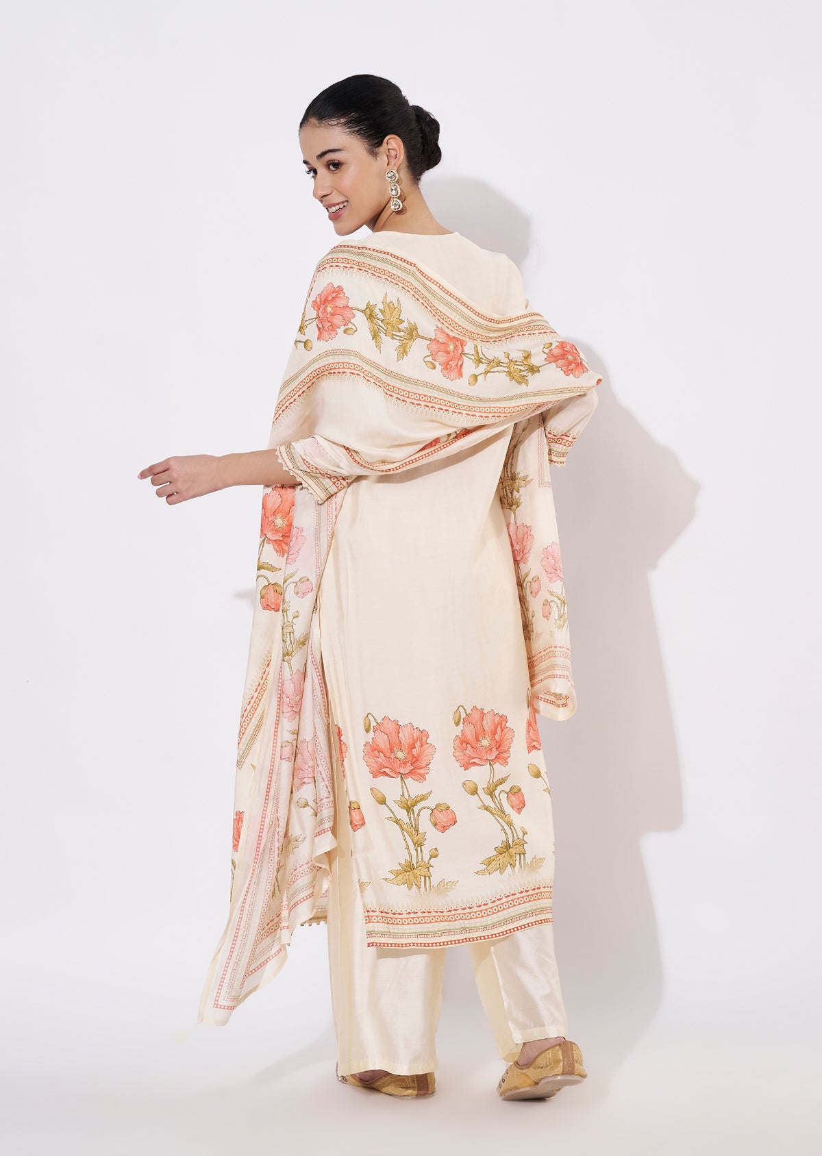 Cream Silk Straight cut suit