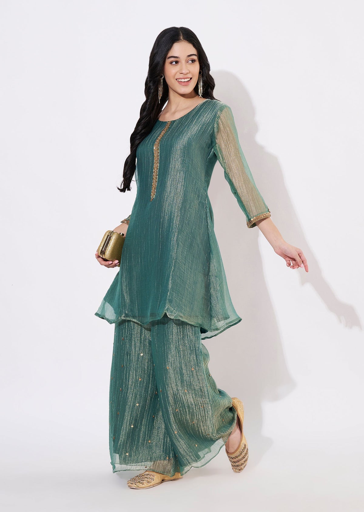 Green Salsa Fusion wear kurti