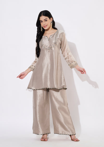 Light Grey Tissue Fusion wear kurti