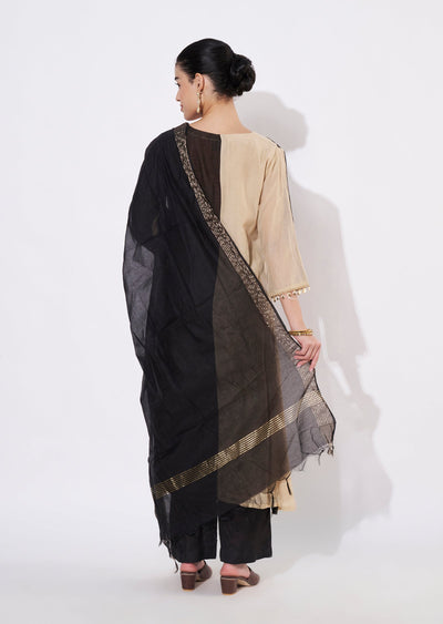 Black Mul Chanderi Anarkali Suit