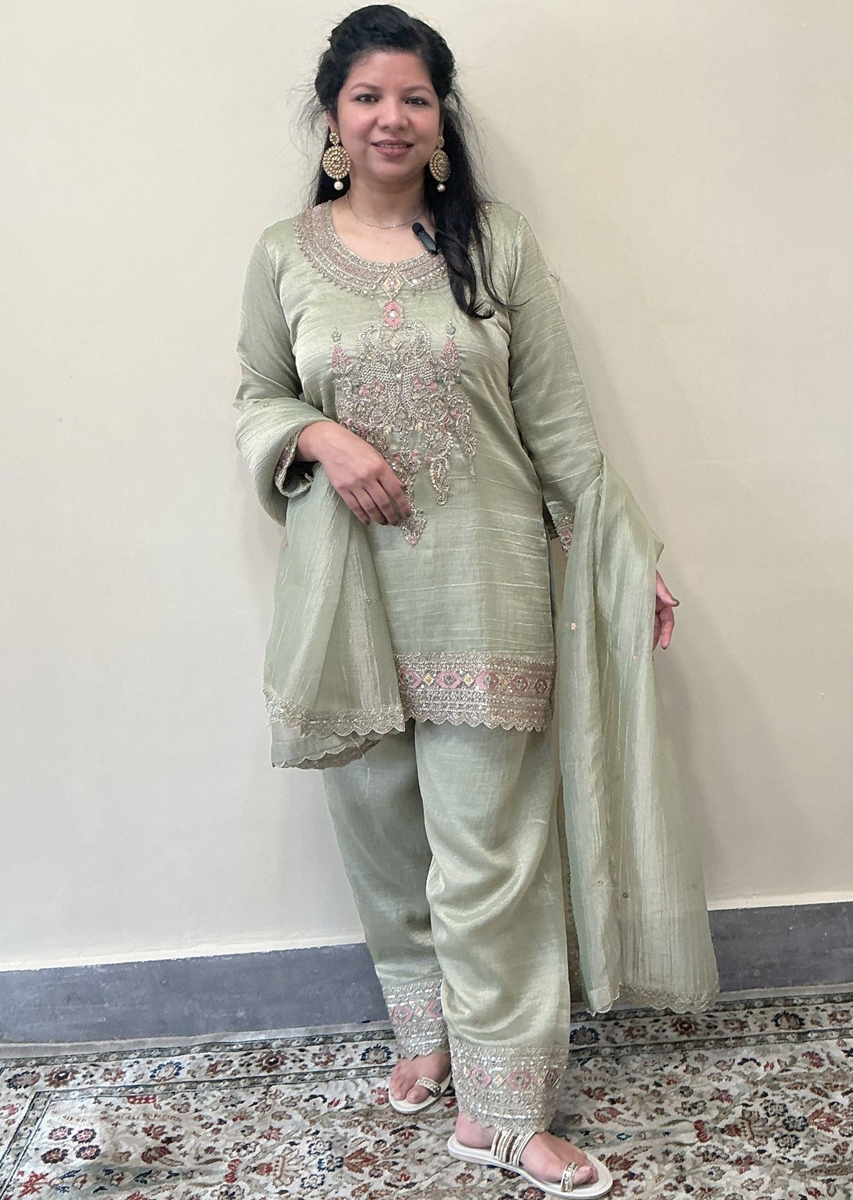 Dusty Green Salsa Sharara Set