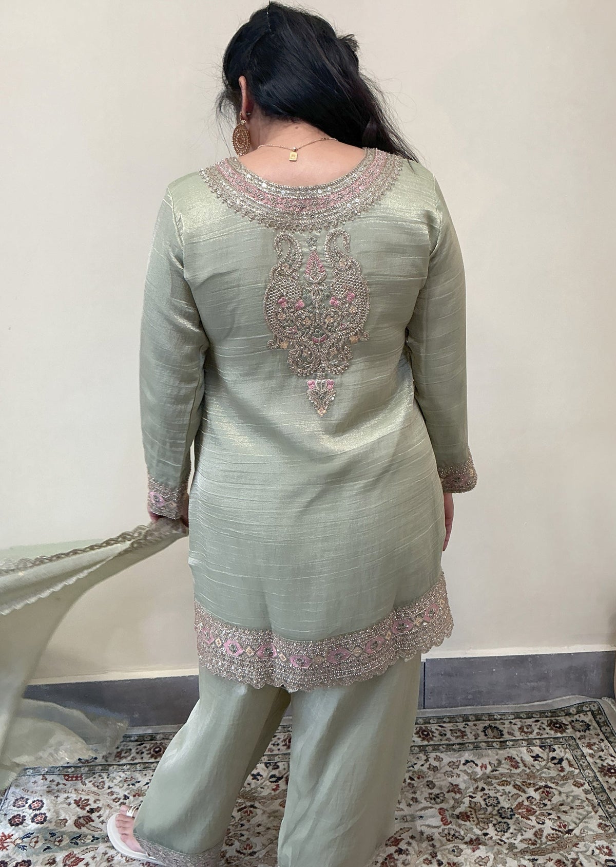 Dusty Green Salsa Sharara Set